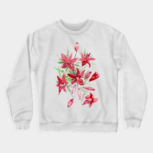 Asiatic red lilies. Watercolor Illustration. Crewneck Sweatshirt